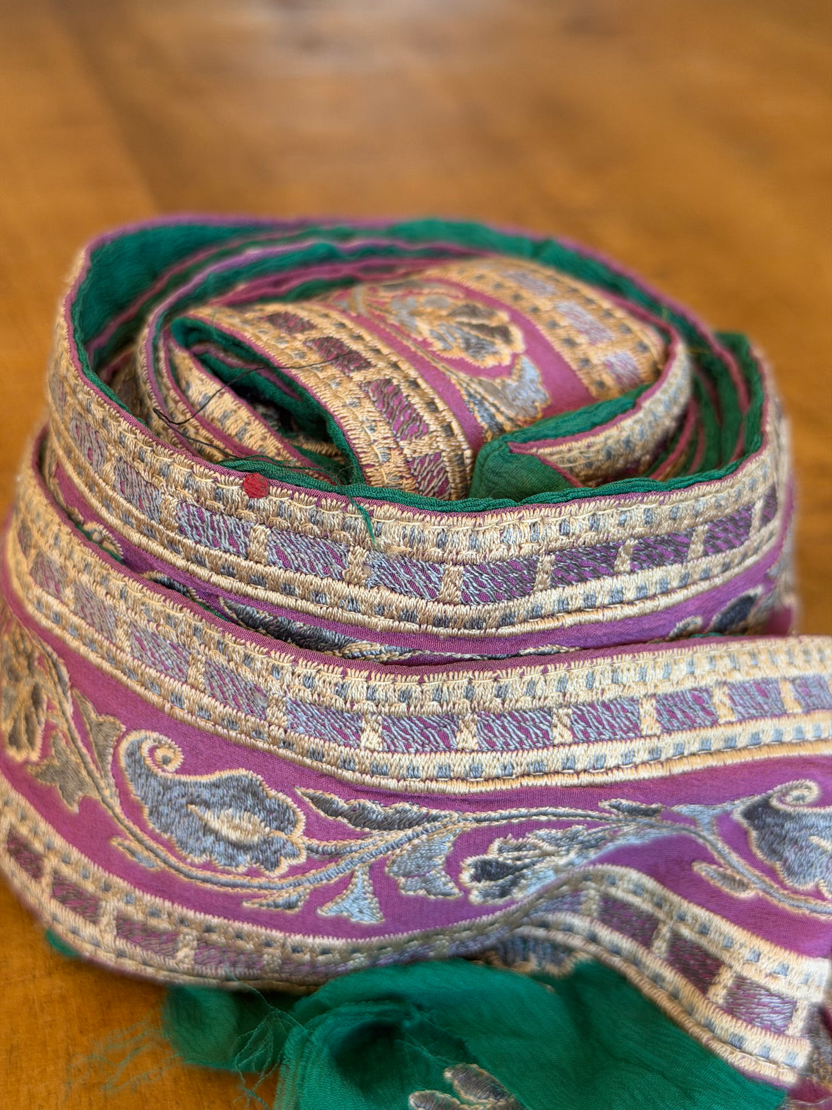 Upcyled Saree Trim – Purple & Gold
