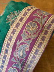 Upcyled Saree Trim – Purple & Gold