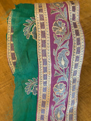 Upcyled Saree Trim – Purple & Gold