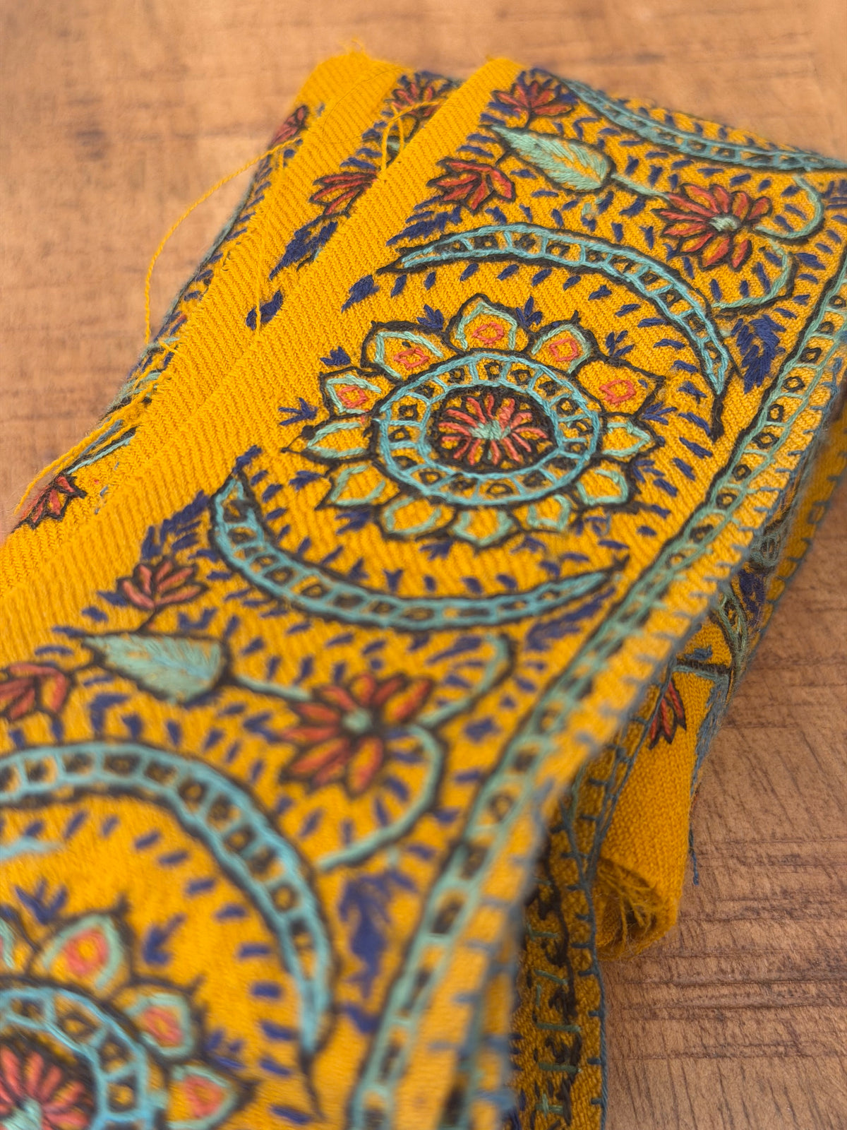 Upcyled Saree Trim – Yellow – Hand Stitched Wool