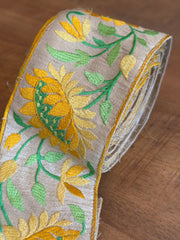 Upcyled Saree Trim – Yellow Sunflowers