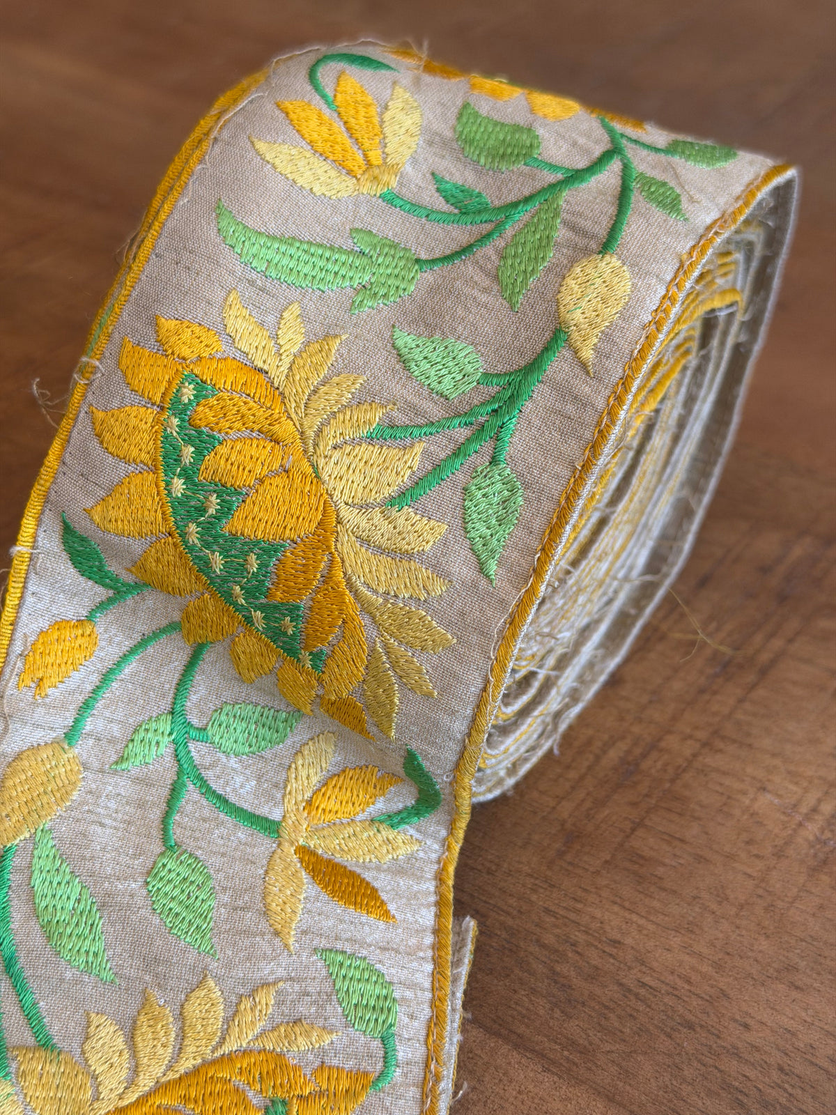 Upcyled Saree Trim – Yellow Sunflowers
