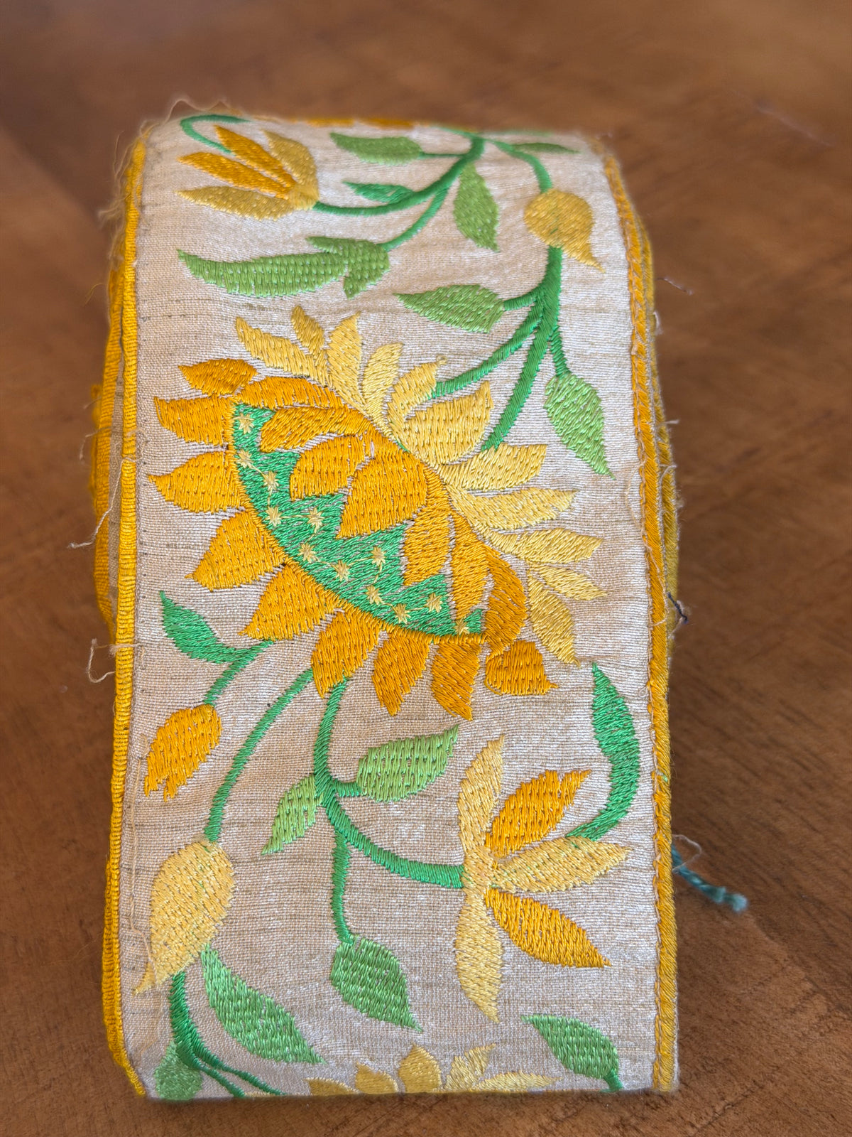 Upcyled Saree Trim – Yellow Sunflowers