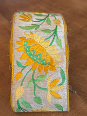 Upcyled Saree Trim – Yellow Sunflowers