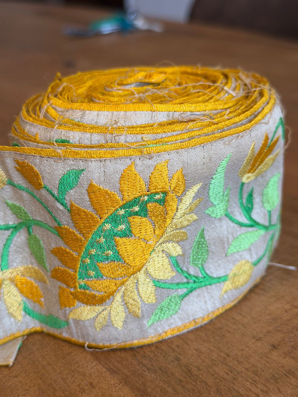 Upcyled Saree Trim – Yellow Sunflowers