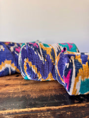 Velvet Makeup Bag – Blue Ikat