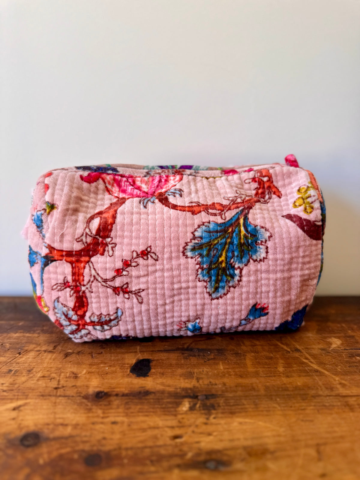 Velvet Makeup Bag – Pink Floral