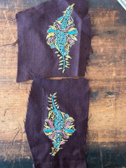 Vintage Wool Embroidered Patch From India – 2 Pieces