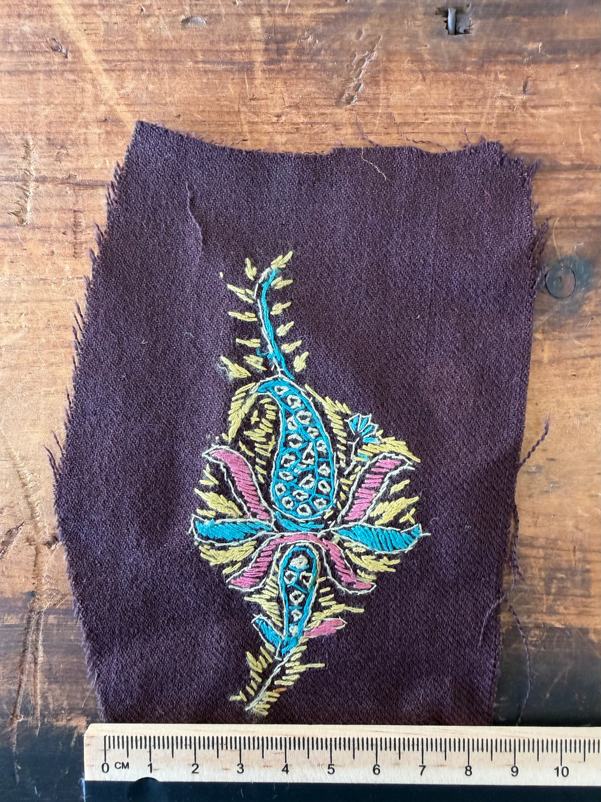 Vintage Wool Embroidered Patch From India – 2 Pieces