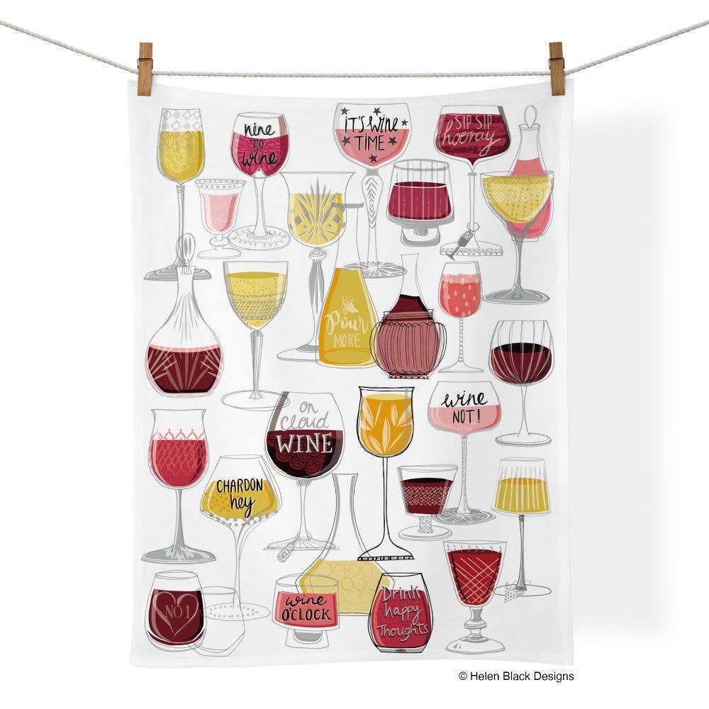 WerkShoppe Cotton Tea Towel – Wine Time
