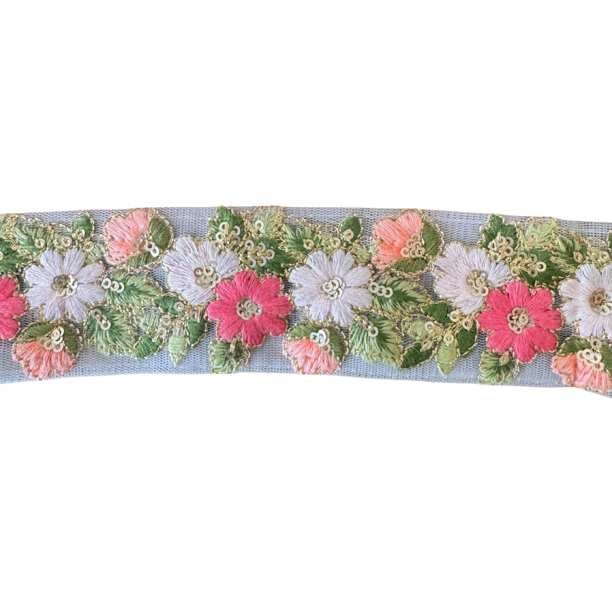 White & Pink Delicate Floral Ribbon