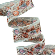 White ribbon With Rust & Pink Floral