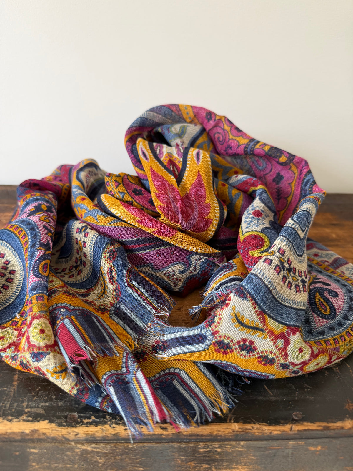 Wool Silk Blend Scarves – Pink & Blue