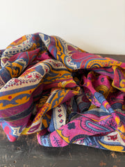 Wool Silk Blend Scarves – Pink & Blue