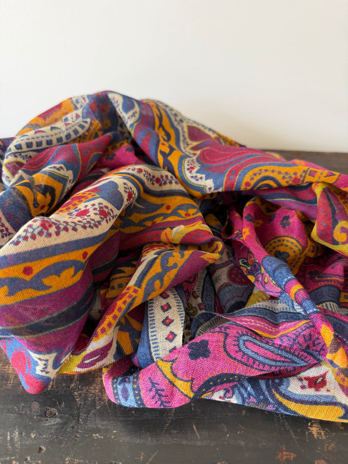 Wool Silk Blend Scarves – Pink & Blue