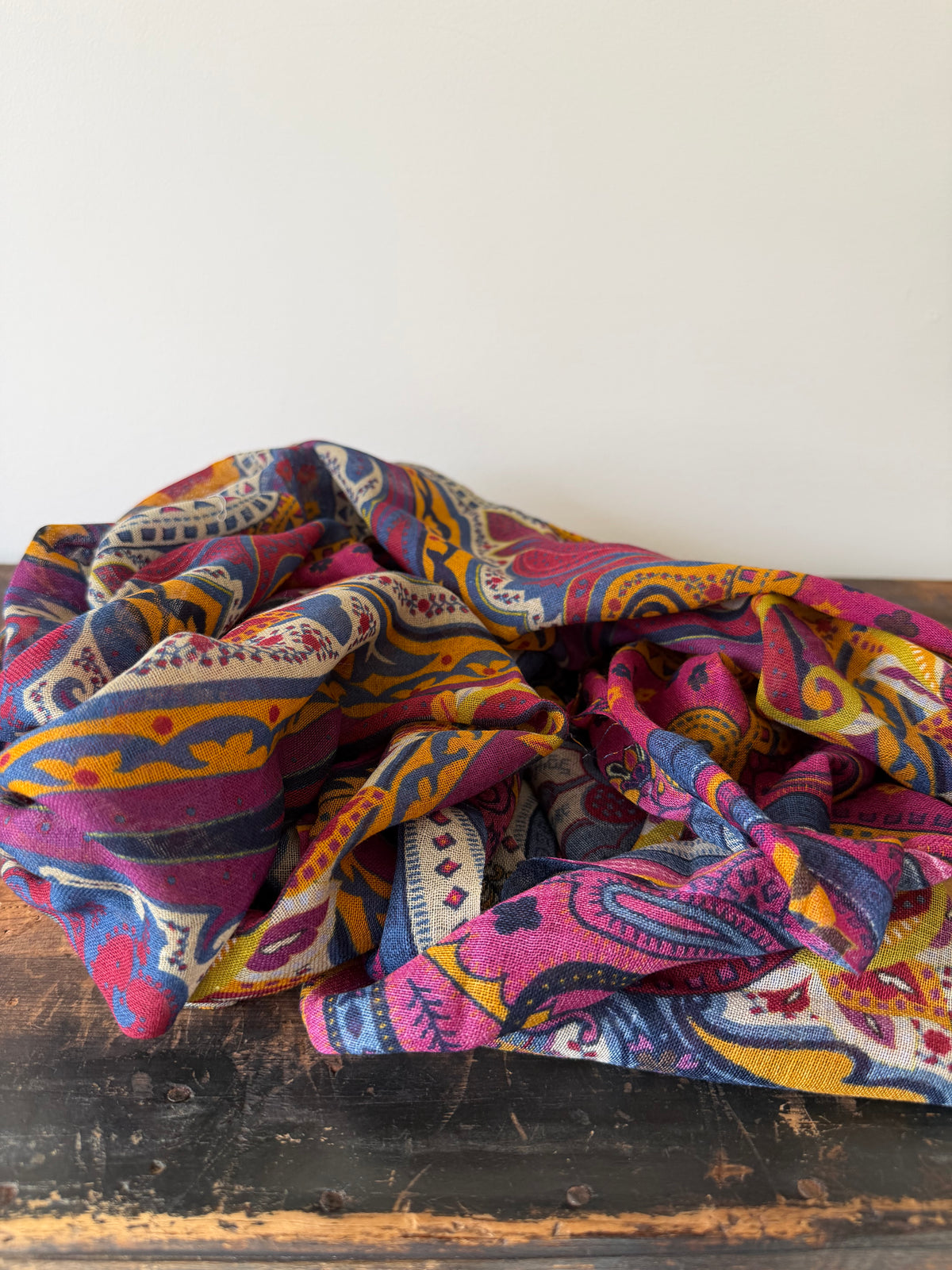 Wool Silk Blend Scarves – Pink & Blue